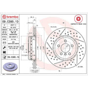 Brembo 2 x Aluminium Rear Brake Disc Hub Brake Discs 09.C395.13