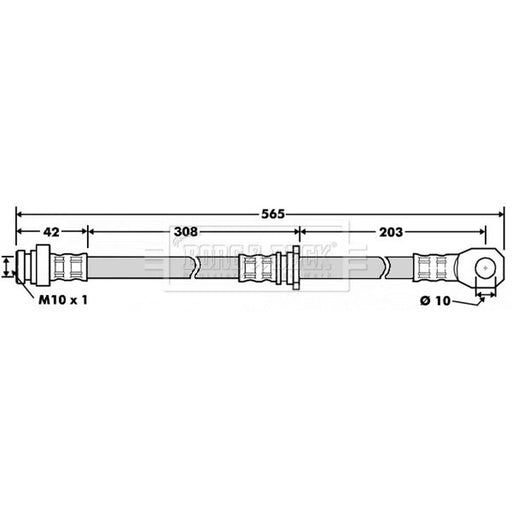 Borg & Beck Brake Hydraulic Hose Line Rear Left BBH7504