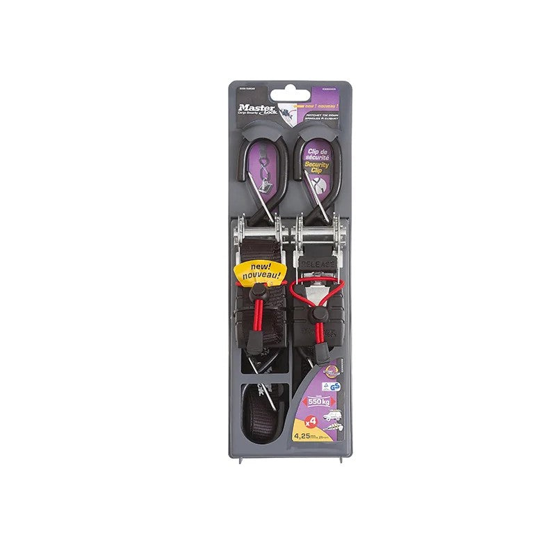 Master Lock Ratchet Tie-Down S-Hooks 4.25m 2 Piece - 3066EURDAT