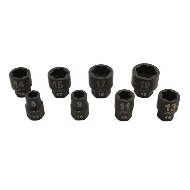 Laser Tools Damaged Nut/Bolt Remover 3/8"D 8pc - PL