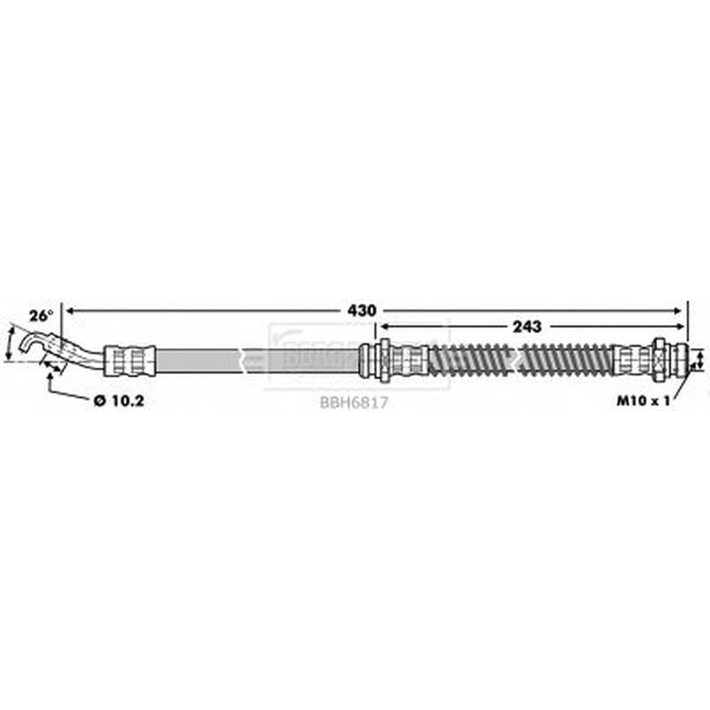 Borg & Beck Brake Hydraulic Hose Line Front Left BBH6817