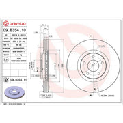 Brembo 2 x Internally Vented Front Brake Discs 09.B354.11