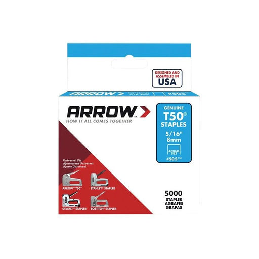 Arrow T50 Staples 8mm (5/16in) (Bulk Pack 5000) - A505IP