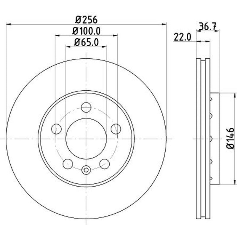 DON 2 x Externally Vented Front Brake Discs PCD10022