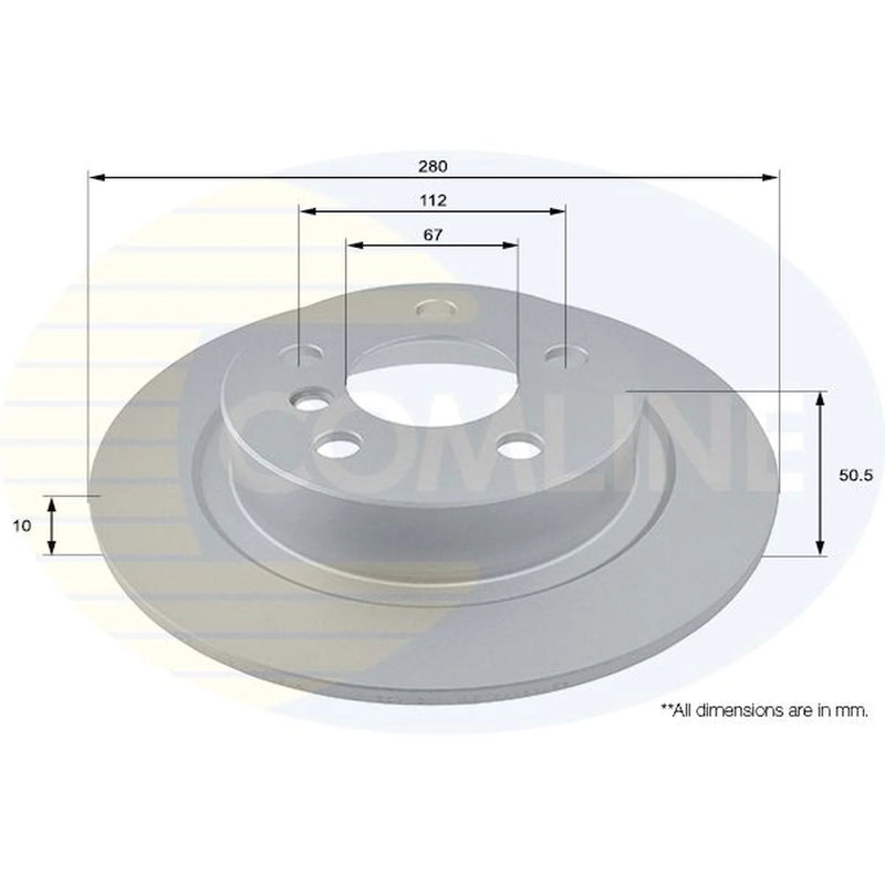 Comline 2 x Solid Rear Brake Discs ADC2801