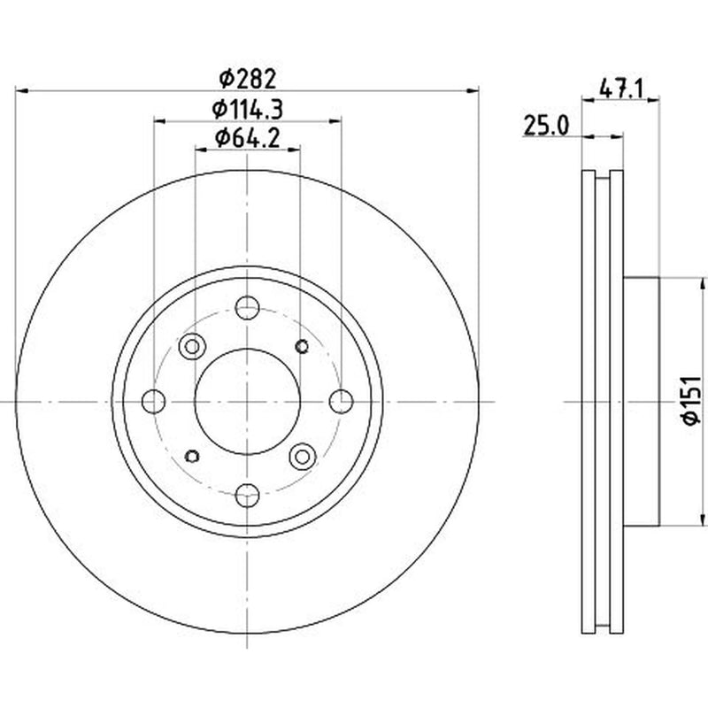 DON 2 x Internally Vented Front Brake Discs PCD20772