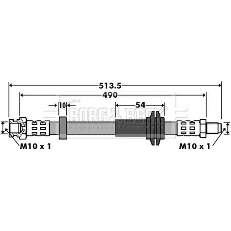 Borg & Beck Brake Hydraulic Hose Line Front Left BBH7423