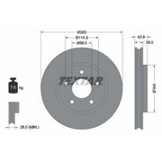 Textar 2 x Vented Front Brake Discs 92280103