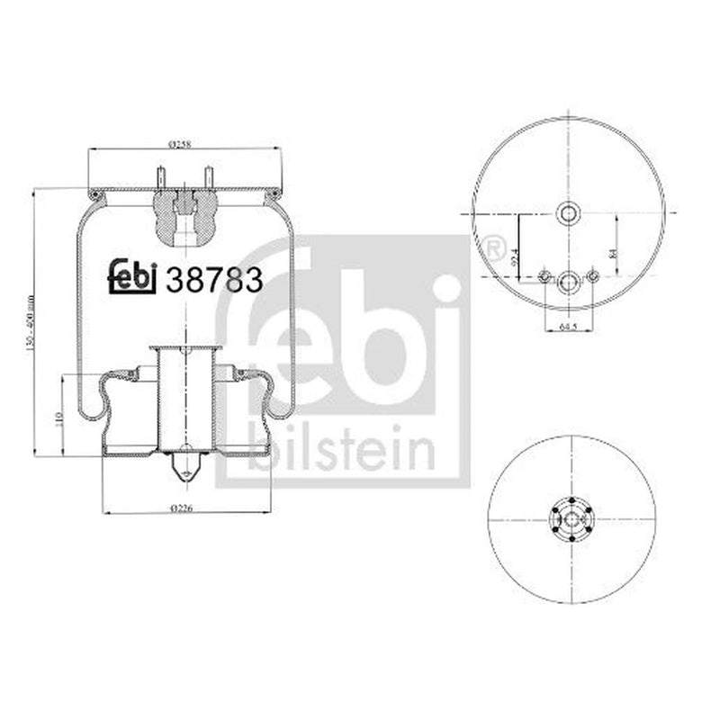 Febi Air Suspension Bellow 226mm Front Right 38783