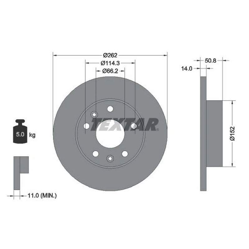 Textar 2 x Solid Front Brake Discs 92102900