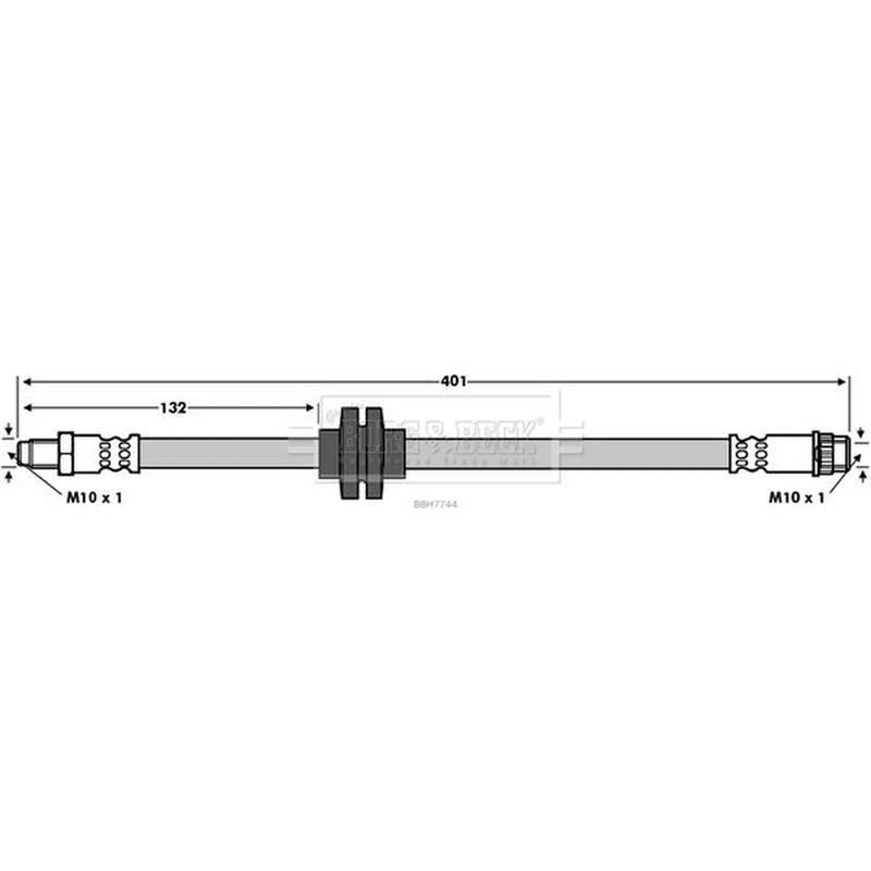 Borg & Beck Brake Hydraulic Hose Line Front Left BBH7744