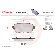 Brembo 4 x Rear Brake Pad Set P68064