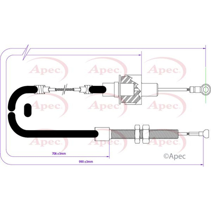 Apec Clutch Control Cable Pull CAB5025