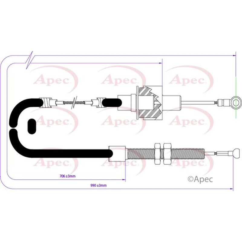 Apec Clutch Control Cable Pull CAB5025