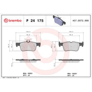 Brembo 4 x Rear Brake Pad Set P24175
