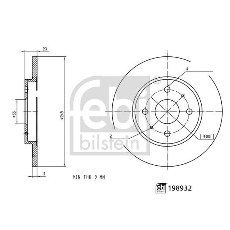 Febi 2 x Solid Rear Brake Discs 198932