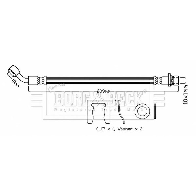 Borg & Beck Brake Hydraulic Hose Line Rear BBH7757