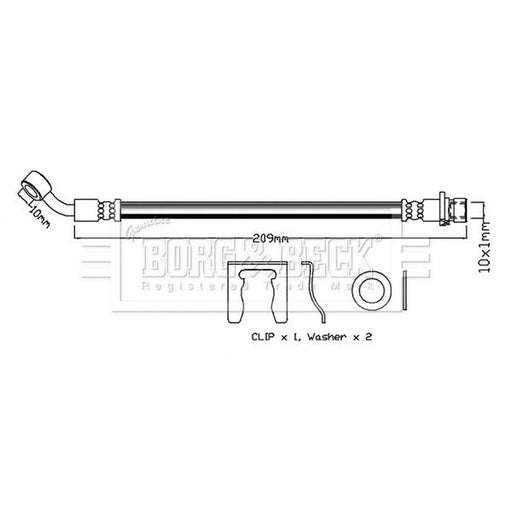 Borg & Beck Brake Hydraulic Hose Line Rear BBH7757