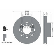 Textar 2 x Internally Vented Front Brake Discs 93192400