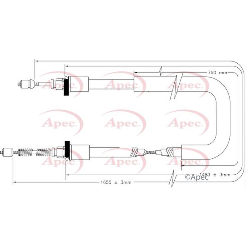 Apec Handbrake Cable Left Rear CAB1616
