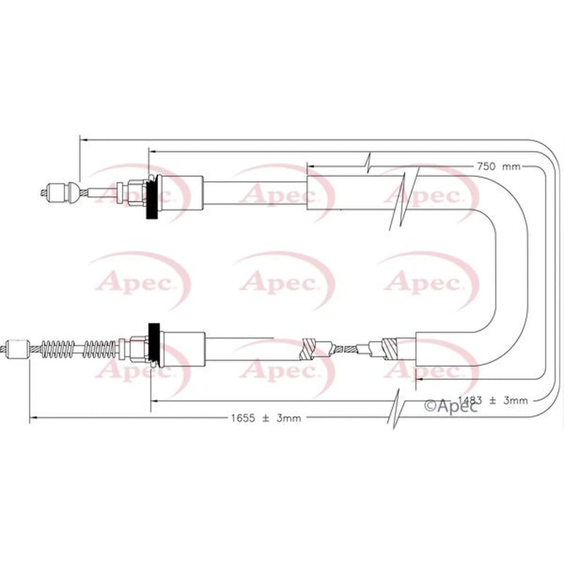 Apec Handbrake Cable Left Rear CAB1616