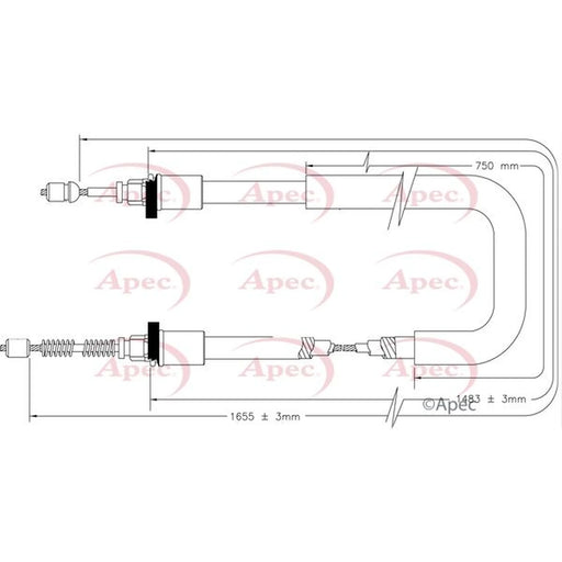 Apec Handbrake Cable Left Rear CAB1616