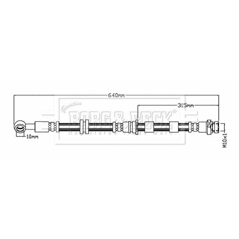 Borg & Beck Brake Hydraulic Hose Line Front Left BBH8754