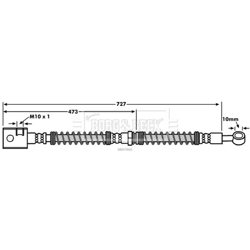Borg & Beck Brake Hydraulic Hose Line Front Right BBH7860
