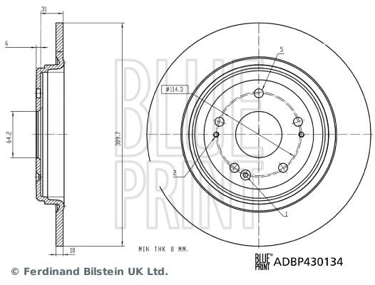 Blue Print 2 x Brake Disc Set Solid Rear