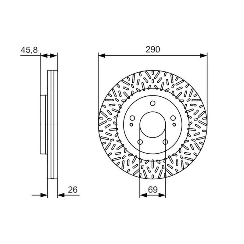 Bosch 2 x Vented Front Brake Discs 0 986 479 527