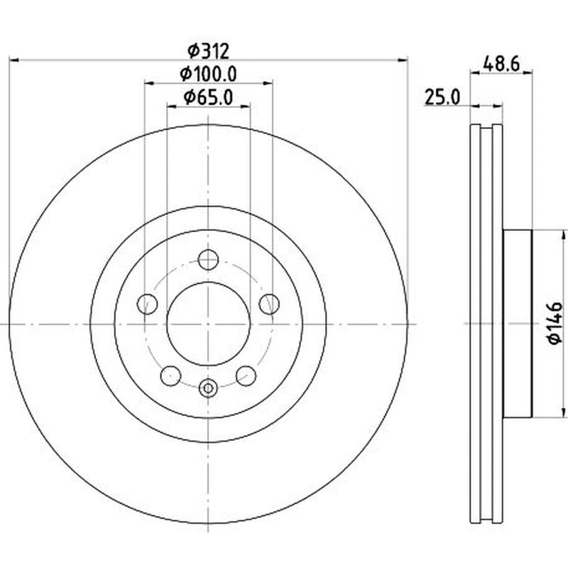 Mintex 2 x Internally Vented Front Brake Discs MDC2865C