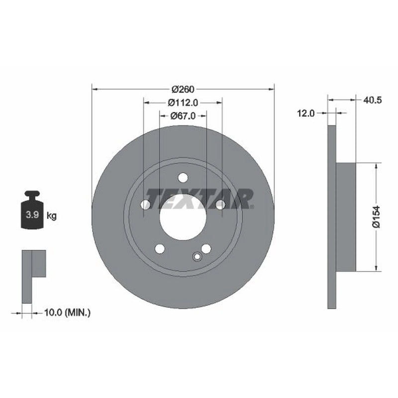 Textar 2 x Solid Front Brake Discs 92091203