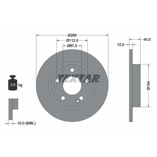 Textar 2 x Solid Front Brake Discs 92091203
