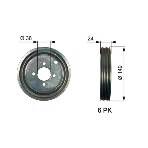 Gates Crank Shaft Belt Pulley TVD1099