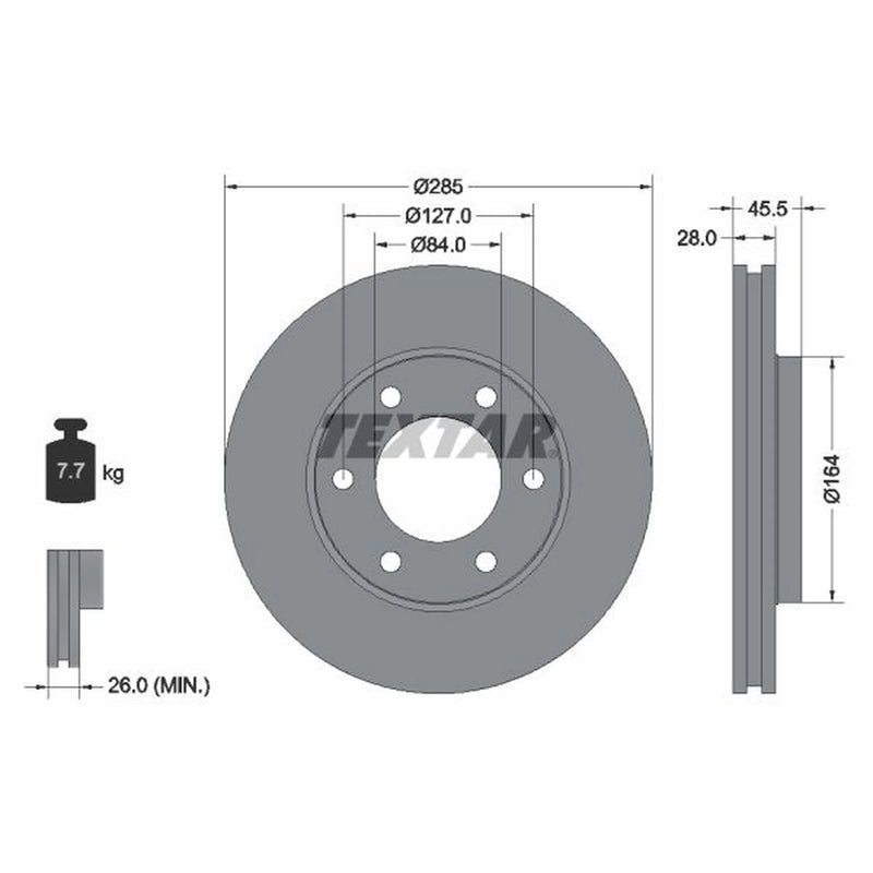 Textar 2 x Vented Front Brake Discs 92113000