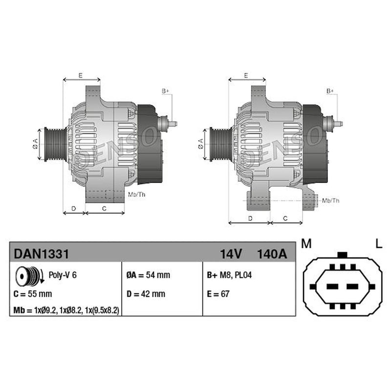 Denso Car Alternator 12V DAN1331
