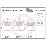 Brembo 4 x Rear Brake Pad Set P50168