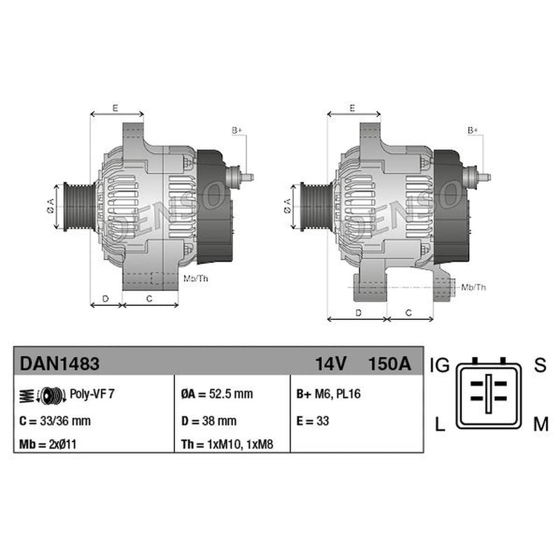 Denso Car Alternator 12V DAN1483