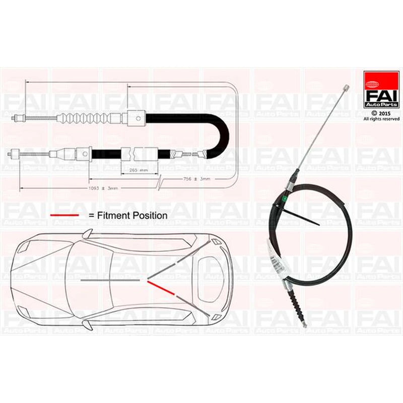 FAI Handbrake Cable Centre FBC0077