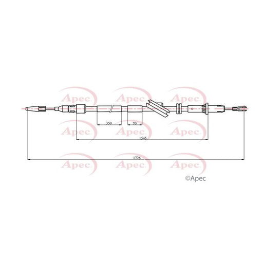 Apec Handbrake Cable Right Rear CAB1748