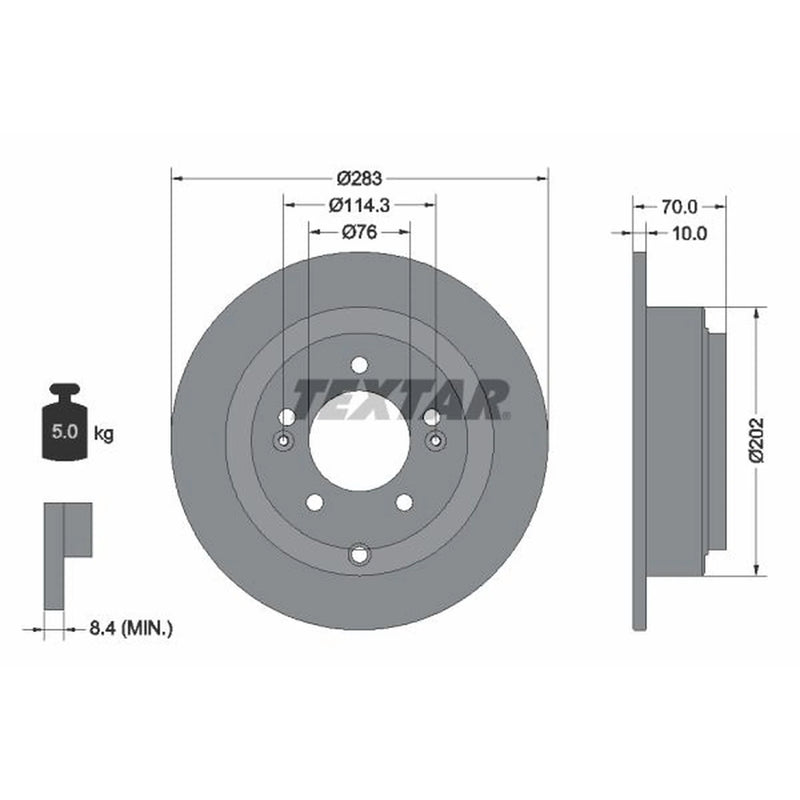 Textar 2 x Solid Rear Brake Discs 92244403