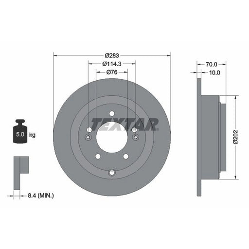 Textar 2 x Solid Rear Brake Discs 92244403