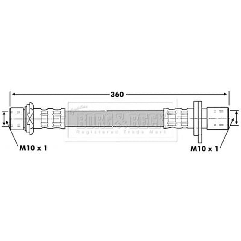 Borg & Beck Brake Hydraulic Hose Line Rear Left BBH6854