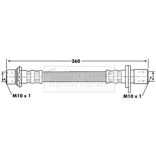 Borg & Beck Brake Hydraulic Hose Line Rear Left BBH6854