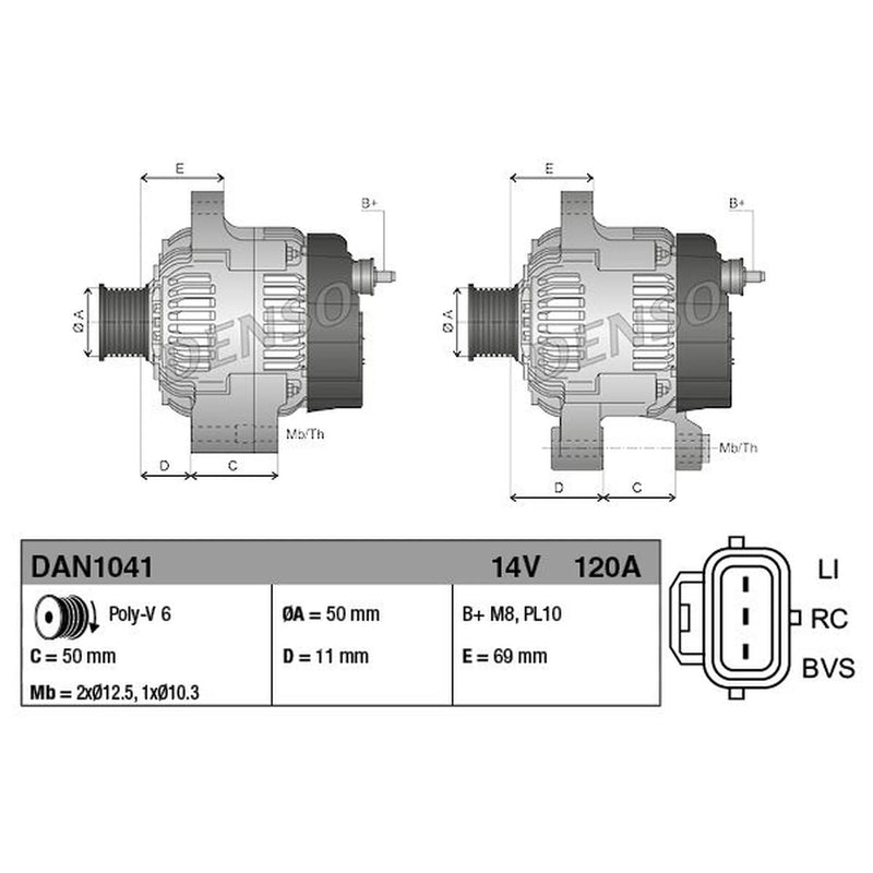 Denso Car Alternator 12V DAN1041