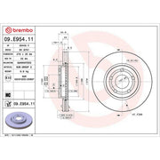 Brembo 2 x Internally Vented Front Brake Discs 09.E954.11