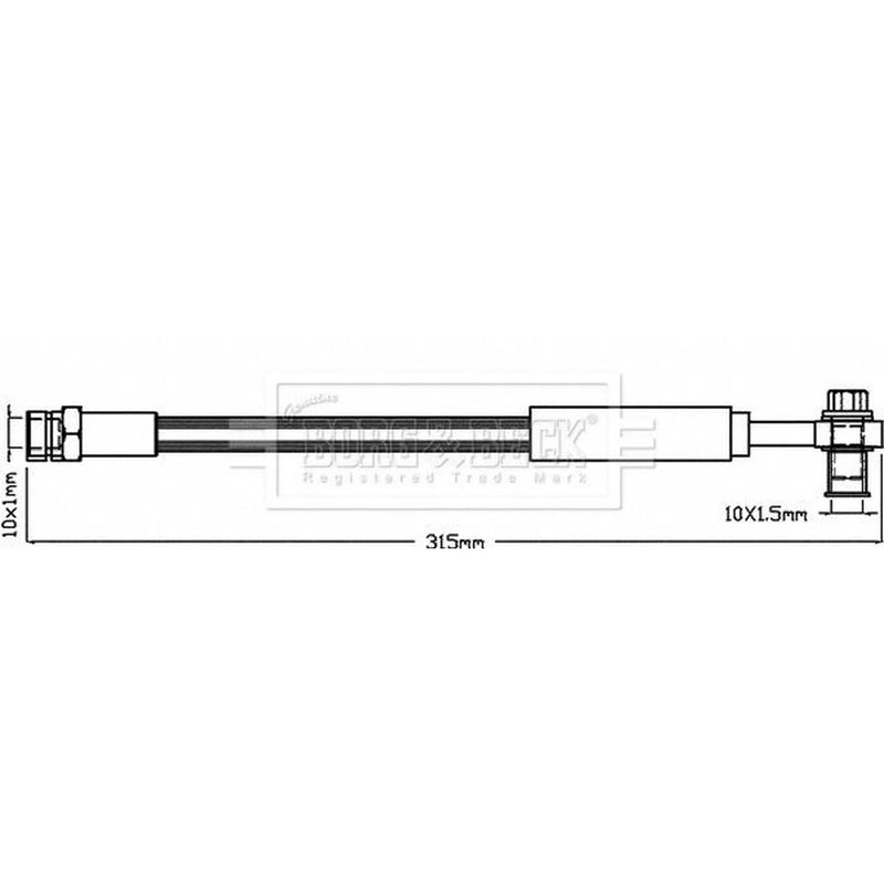Borg & Beck Brake Hydraulic Hose Line Rear Left BBH8379