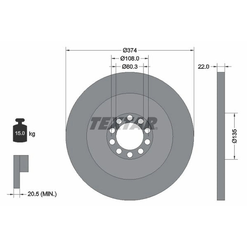 Textar 2 x Solid Front Brake Discs 93015500