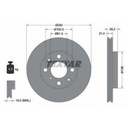 Textar 2 x Vented Front Brake Discs 92110300