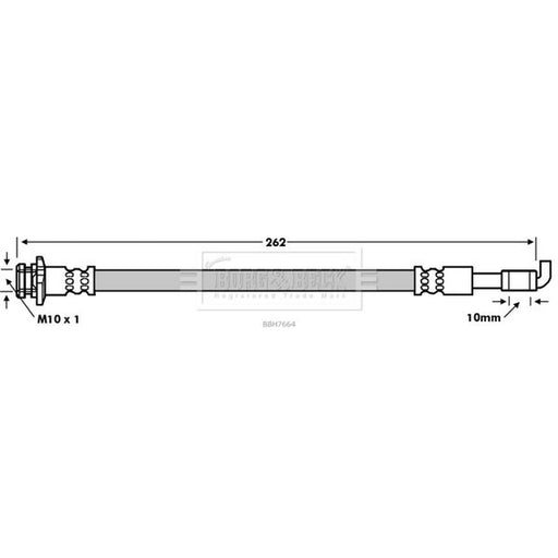 Borg & Beck Brake Hydraulic Hose Line Rear BBH7664